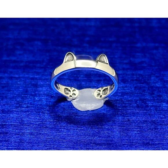 Sterling Silver Cat Ears and Paws Ring, Silver Cat Ears and Paws Wrap Ring - Picture 1 of 4